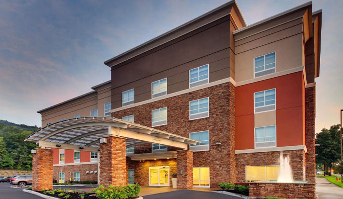 Exterior view of a modern hotel building