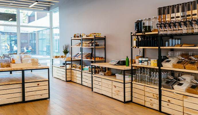 Interior of a clean retail store