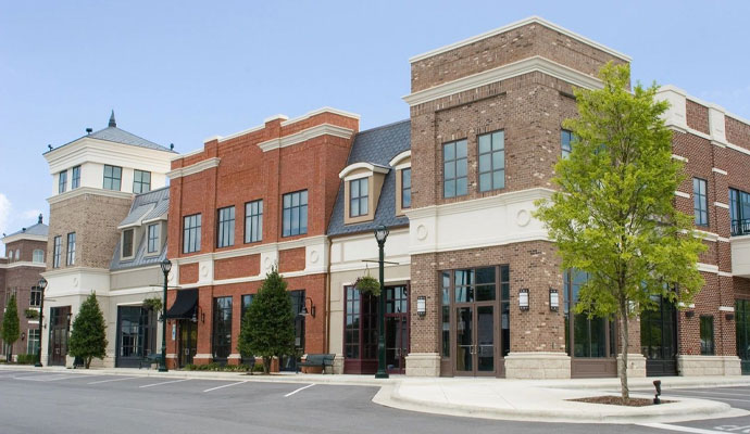 The exterior of a high-end multi-story commercial retail center
