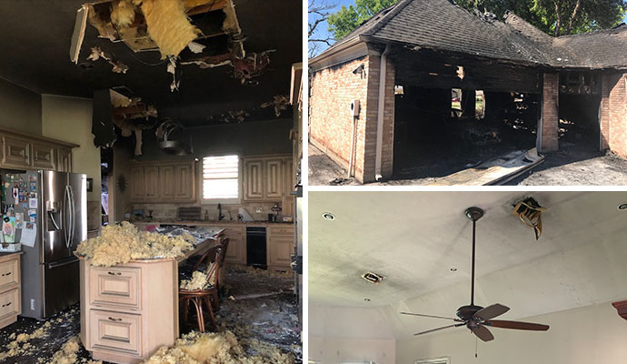 Collage of fire damaged properties