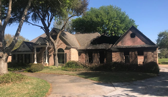 Fire damaged house