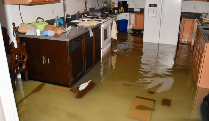 Flood damaged kitchen
