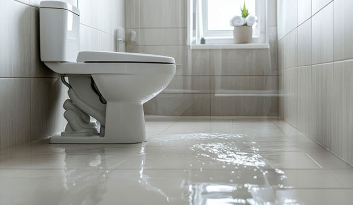 Water damaged toilet floor